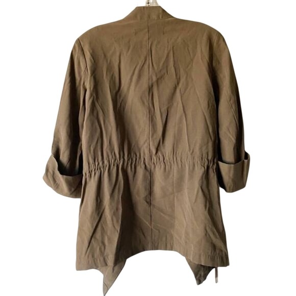 ZARA Open Front Drape Utility Cardigan Jacket Olive Green - S EUC - Picture 4 of 12